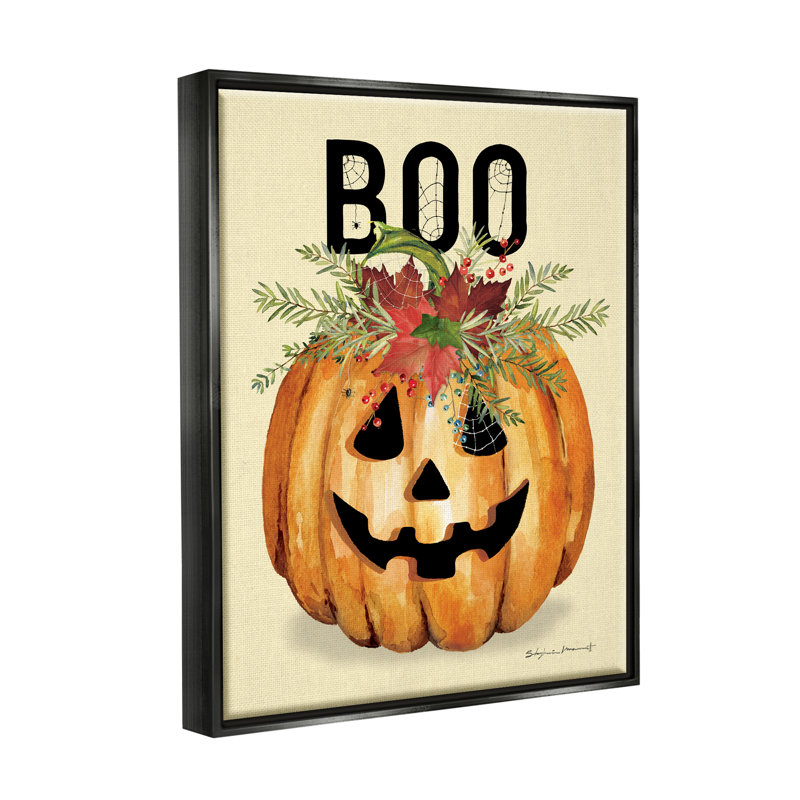 «Boo Seasonal Halloween Flowers» par Stephanie Workman Marrott, impression, Cadre flottant noir de jais