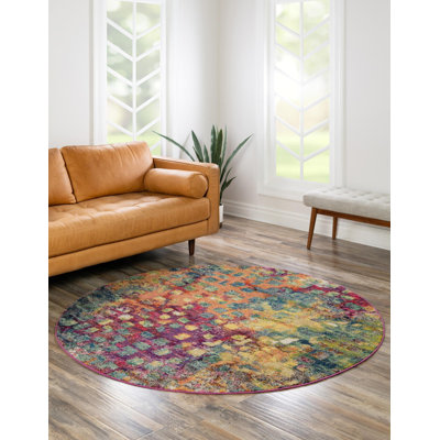 Tapis orange / rose / bleu / jaune à motif abstrait Corlenzo