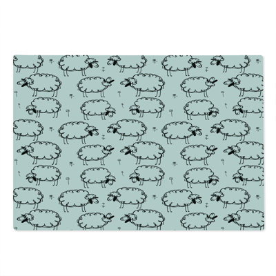 Ambesonne Animal Cutting Board Large Size Funny Sheeps on a Meadow Black White