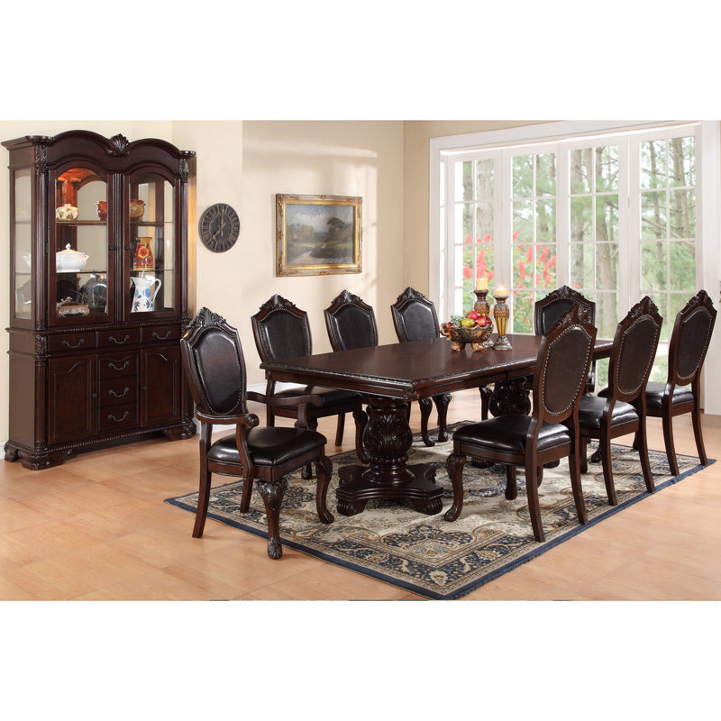 Formal Dining Room Table W Leaf  Pc Dining Table Only Double Pedestal Base Royal Rectangle Table