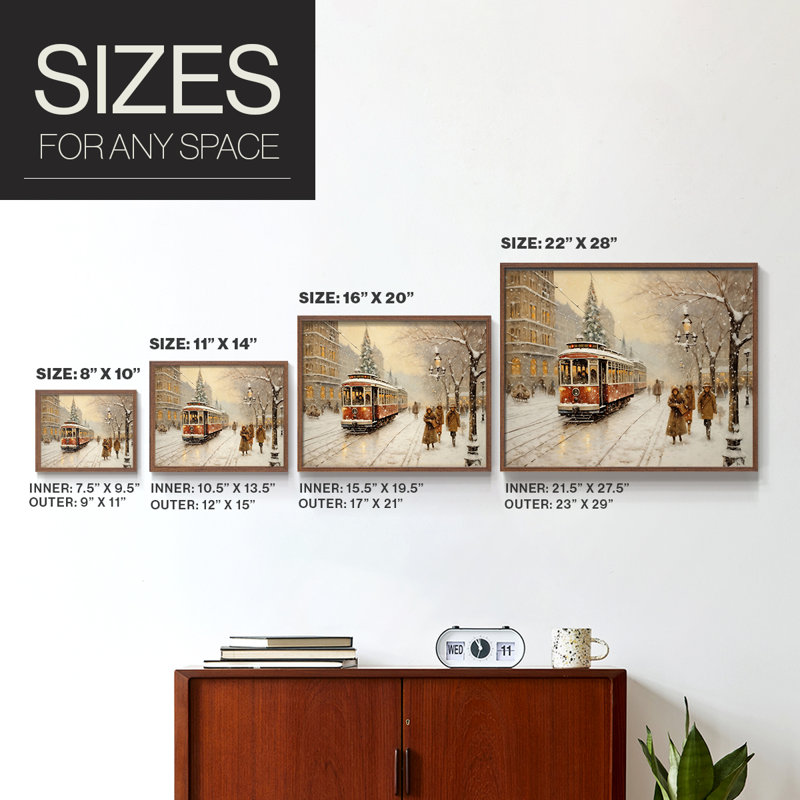 Chirstmas Art-CCCXL -Framed Print - Restickable, H 8 po x l 10 po, Noyer