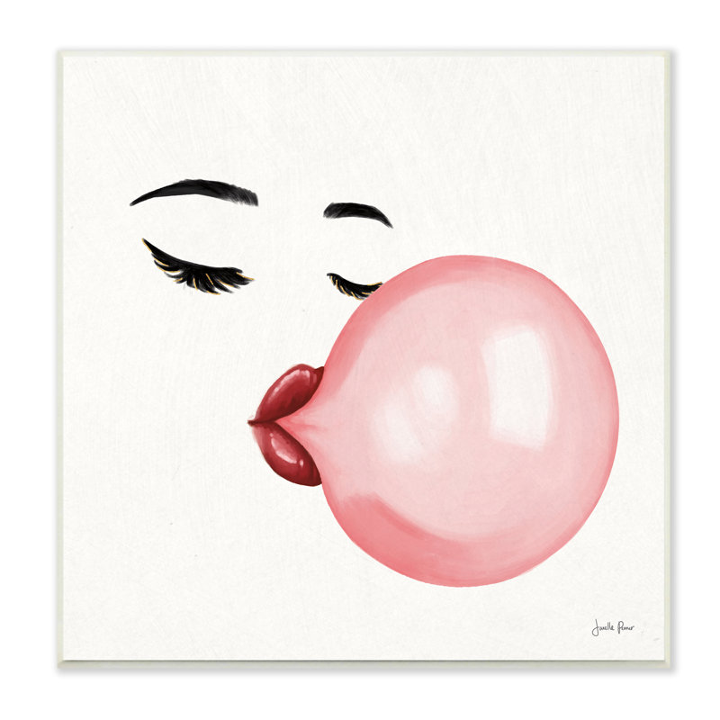 «Glamour Face Blowing Bubble Gum Bold Lips XXL», art mural sur toile tendue par Janelle Penner, H 12 po x l 12 po x P 0,5 po