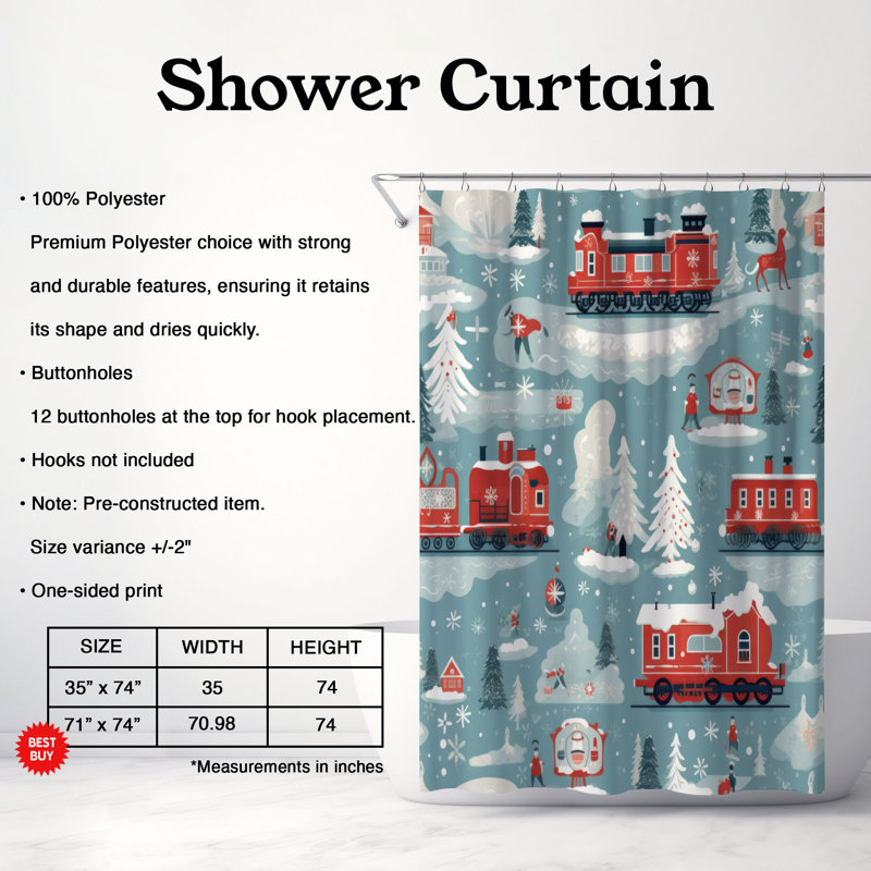 Rideau de douche Merry Express - Premium, H 74 po x l 71 po