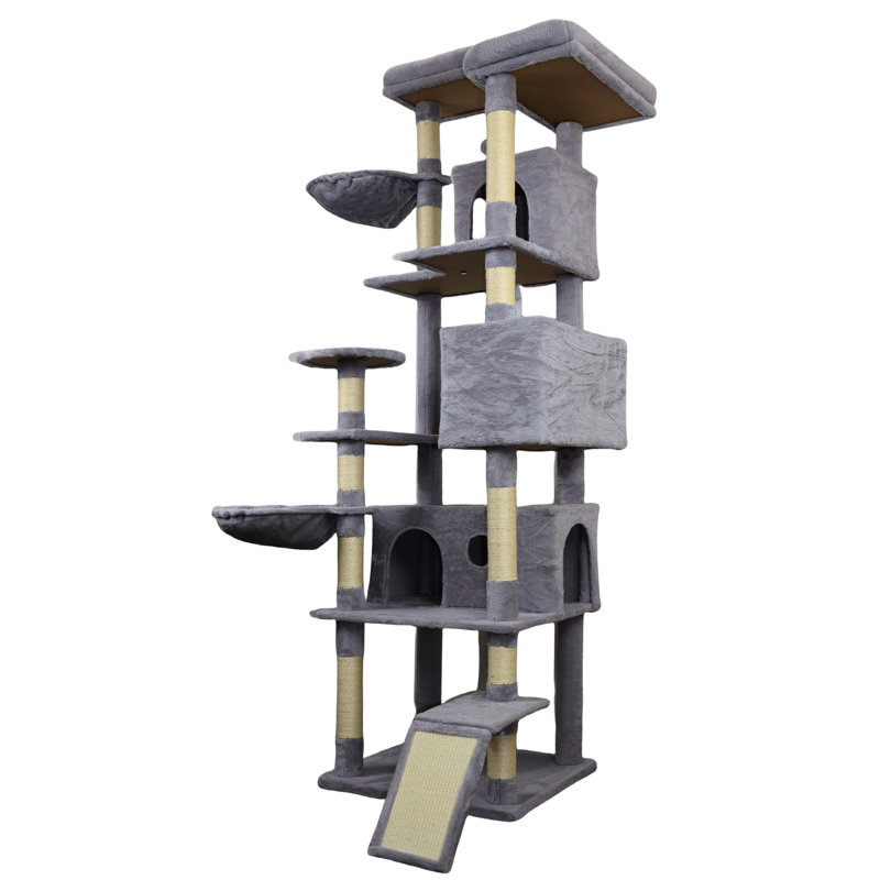 Tour pour arbre à chat de 84 pouces avec finition gris foncé