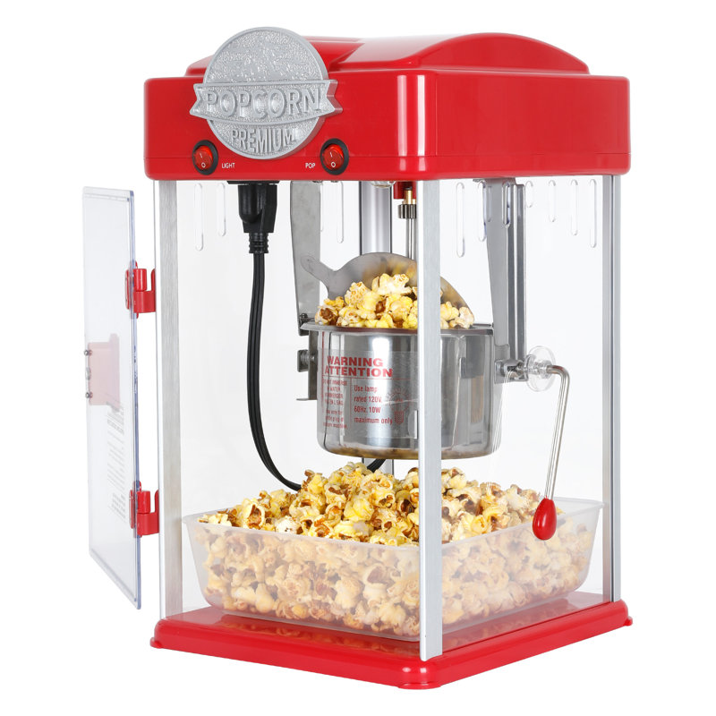 Machine à maïs soufflé de table rouge 6 oz - Bouilloire en acier inoxydable avec outils de mesure pour la soirée cinéma à domicile