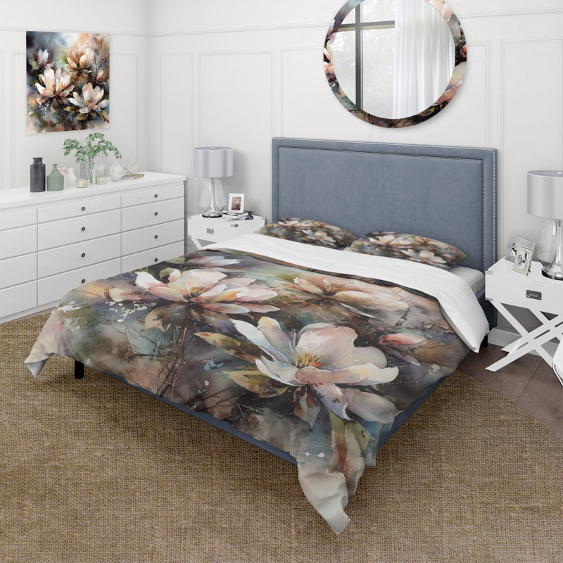 Ensemble de housse de couette en microfibre / polyester rose Magnolia Symphony II