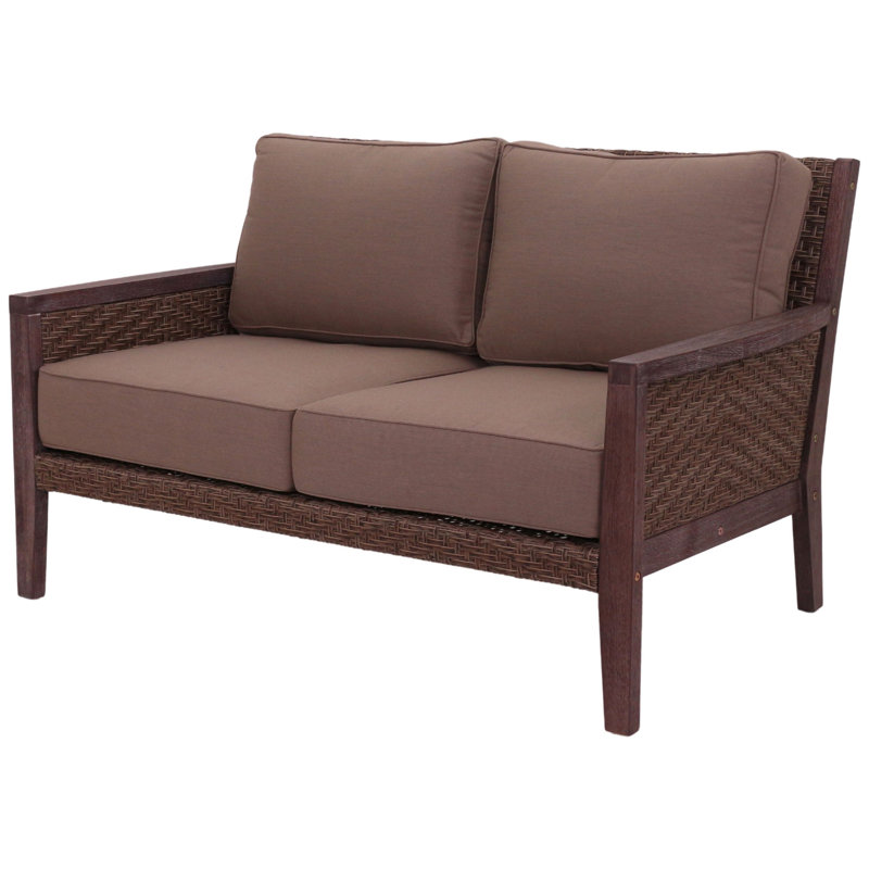 Kaniyah 130.095'' Wide Reversible Wicker Loveseat with Sunbrella® Cushions