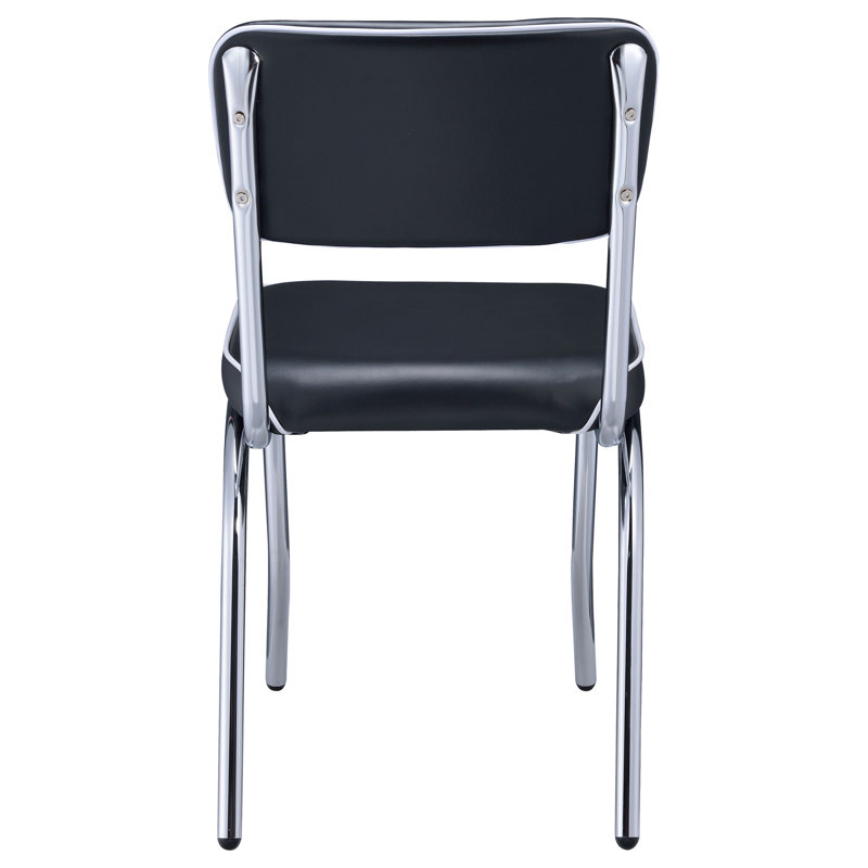 Ensemble de 2 chaises de salle à manger rembourrées noires avec pieds chromés | Idée de cadeau, Black