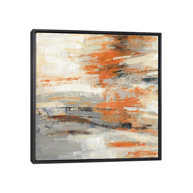 «Golden Dust Crop Orange» par Silvia Vassileva - reproduction d'art, H 37 po x l 37 po, Toile encadrée, Noir patiné