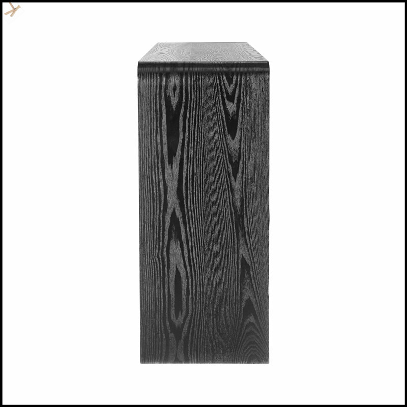 Console moderne à 3 tiroirs avec lattes verticales et bords ronds, pour l'entrée ou le couloir, Black