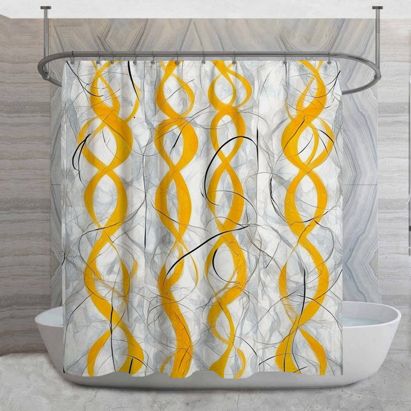 Rideau de douche tourbillonnant - décor de salle de bain abstrait Art déco, H 93 po x l 70 po