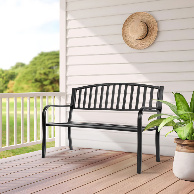 Banc d'extérieur en métal Laurina, Noir