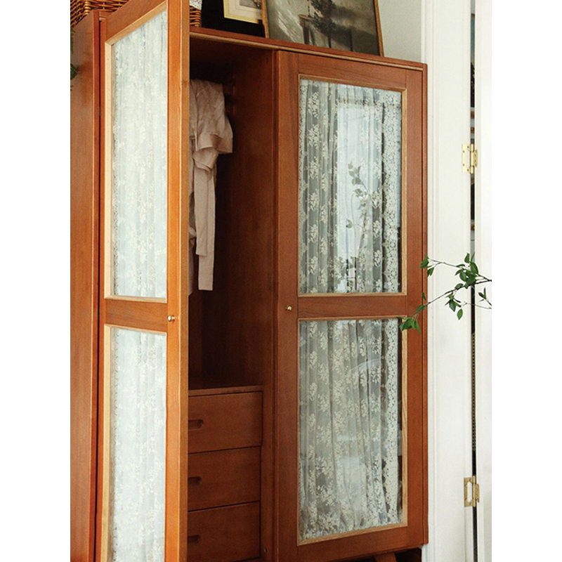 Armoire de rangement à double porte en verre ciré blanc de style français