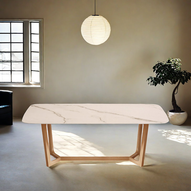 Nelvie Solid Wood Base Dining Table, 29.5"H x 31.4"L x 62.9"W