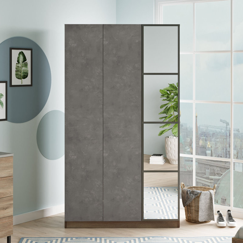 Haerr 3 Door Manufactured Wood Wardrobe, Grey/Brown