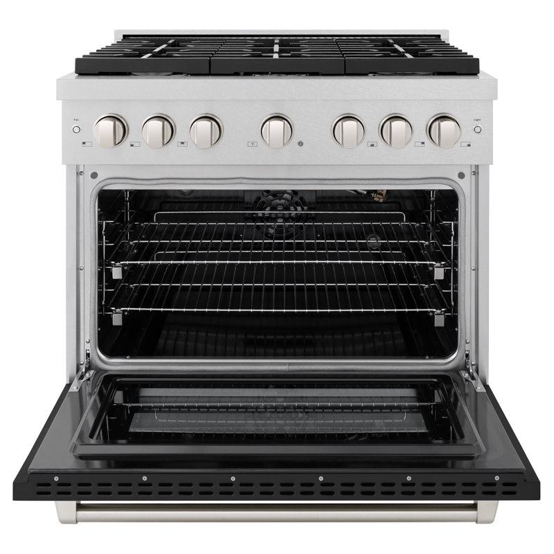 ZLINE 36 in. 6 Burner Gas Range in DuraSnow®, Black