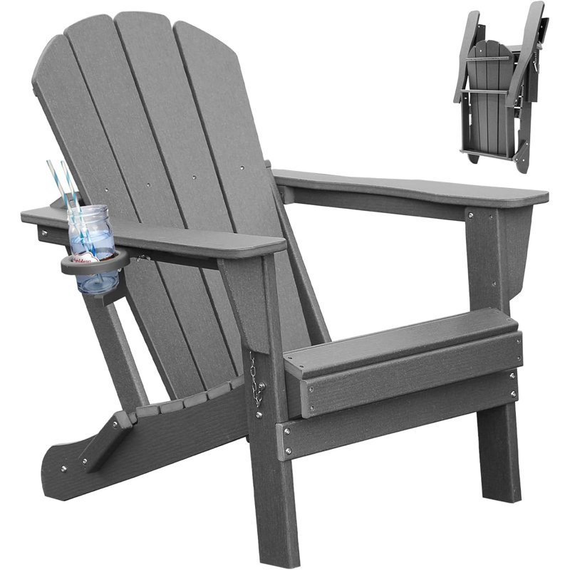 Adirondack Chair, Plastic Adirondack Chairs, Hdpe Adirondack Chair, Folding Adirondack Chairs,Outdoor Chairs With Cup Holder For Lawn Patio Deck Fire Pit