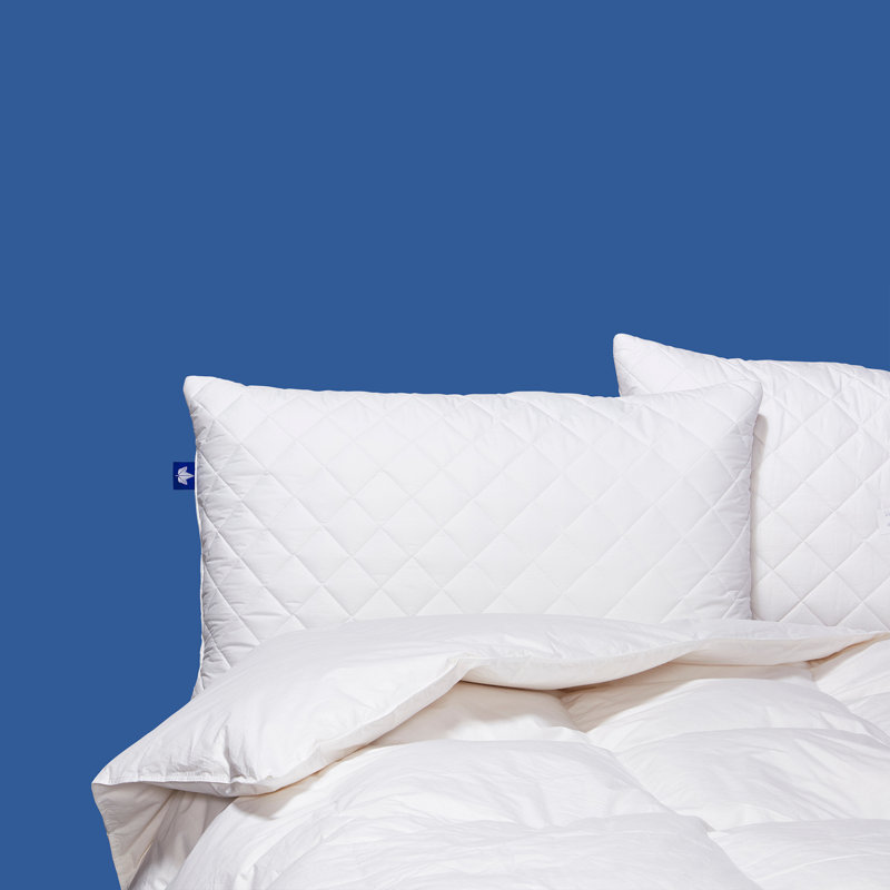 Quilted White Goose Feather King Size Soft Pillows - 2 Pack