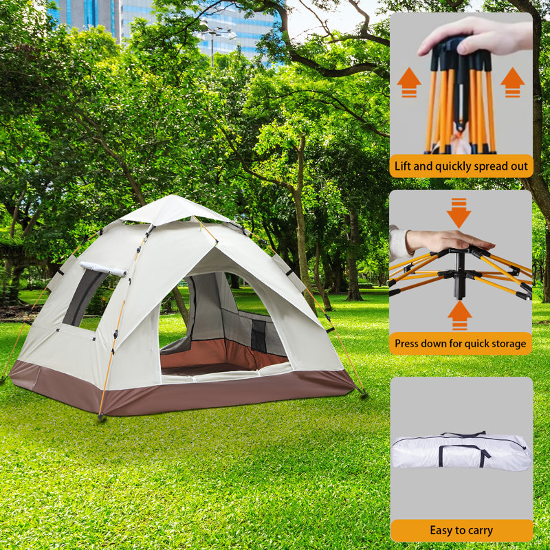 Quick-Fold Tent With Ventilation Window - Beige