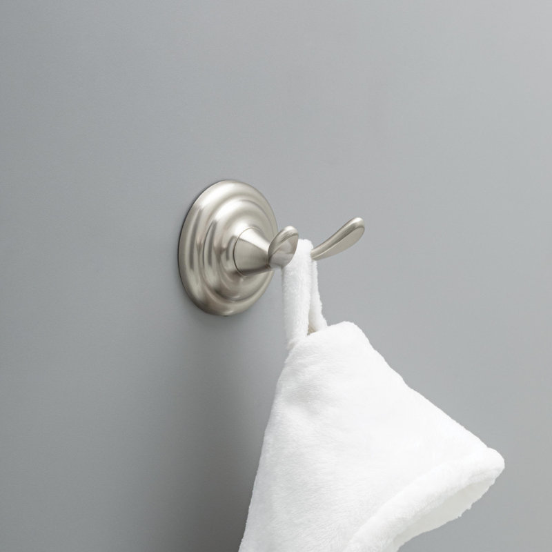 Jamestown Wall Mounted Double Robe Hook, Brushed Nickel