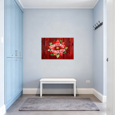 Christmas Christmas Poinsettia On Wood Background