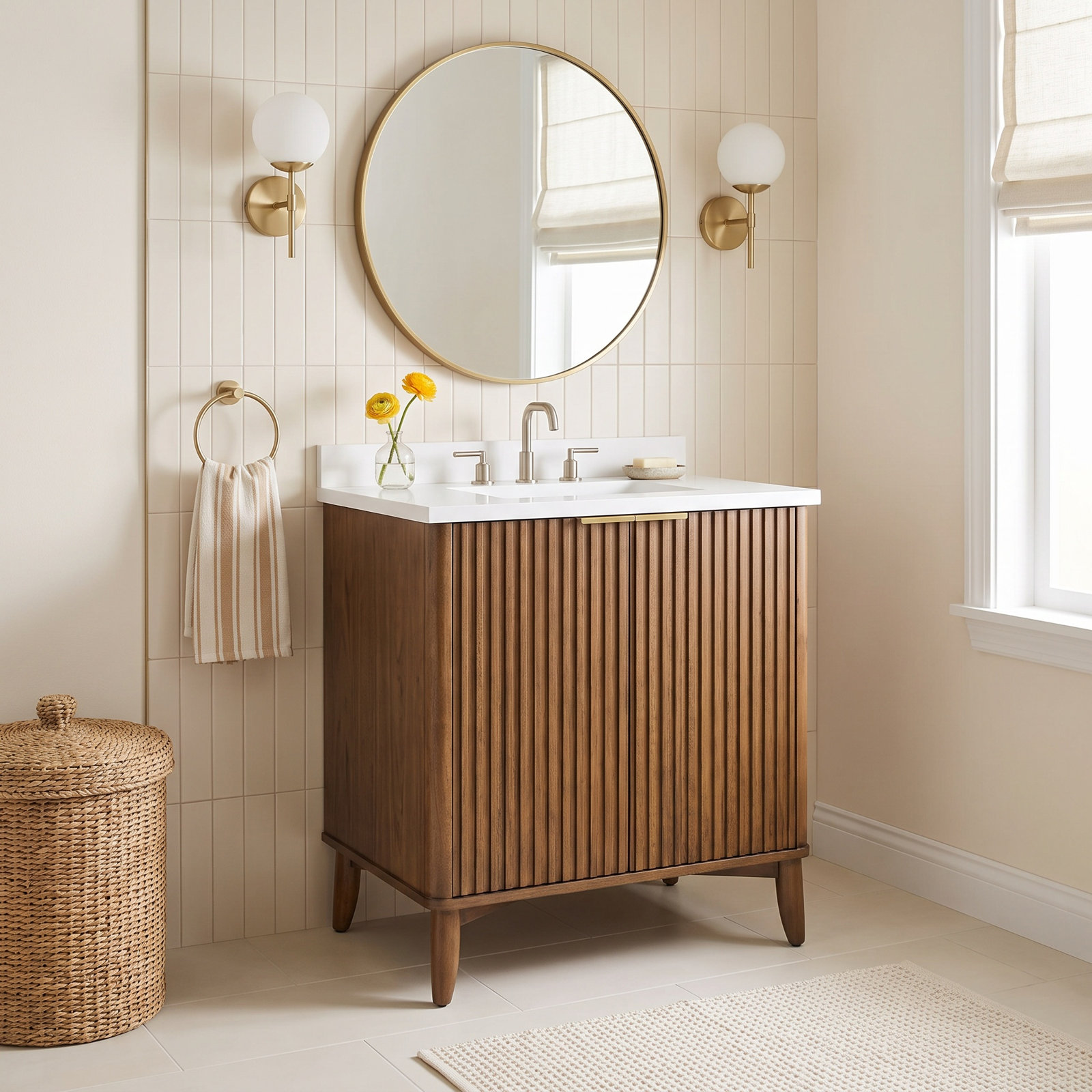 30" Single Bathroom Vanity, Warm Walnut