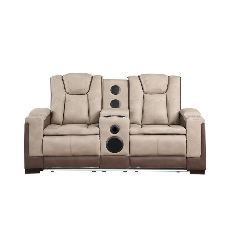Imperial Power Reclining Loveseat with Built-In Subwoofer and Bluetooth Speakers, Armrest Pocket Wireless Charging, Brown