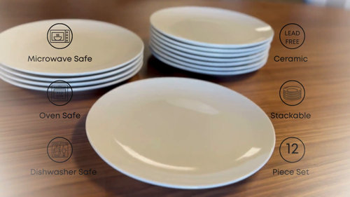 Caterer's Box Rim Porcelain Appetizer Plates - Set of 12