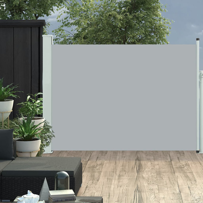 Dakota Fields Fabric Cover Motorised Retractable Side Awning, Grey, 120cm H x 500cm W