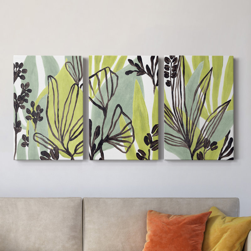 Collage tropical I, toile tendue avec châssis de qualité supérieure - prête à être accrochée, H 60 po x l 40 po x P 1 po