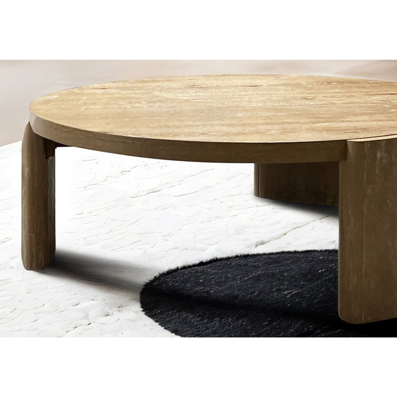 Table basse ronde 1pc, 17" H x 40" L x 40" W, Oak
