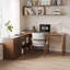 Solid Wood L - shaped Desk with Storage Cabinet-876937608