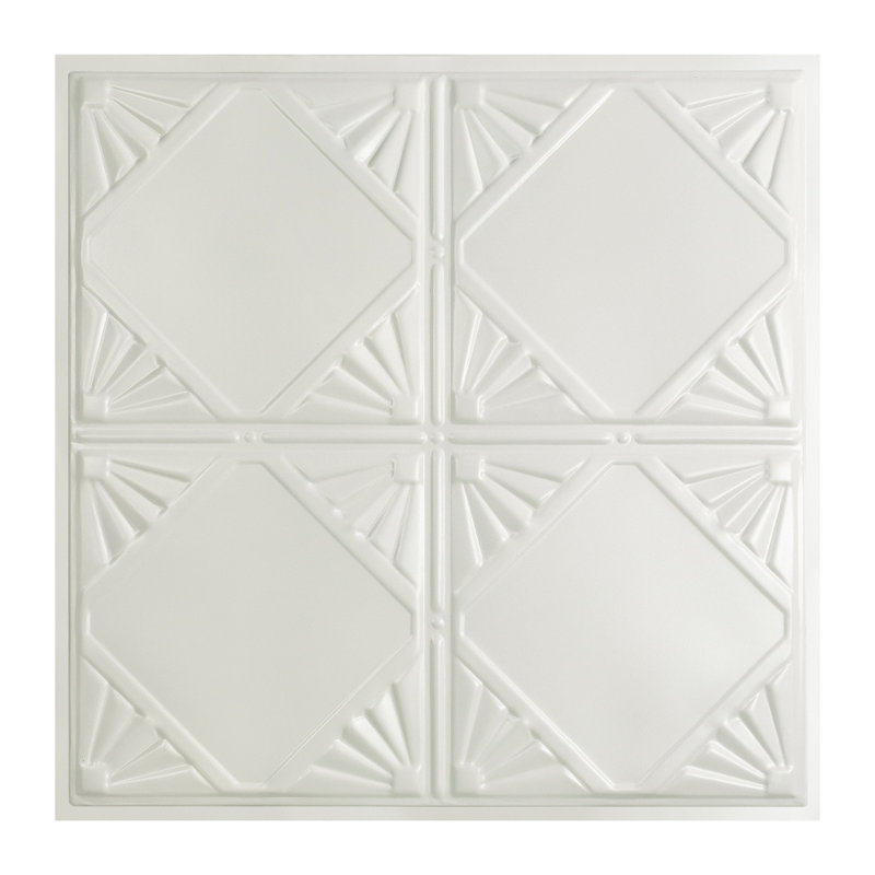 Great Lakes Tin Erie 2'x2' Lay-In Ceiling Tile (Pack of 5), Gloss White