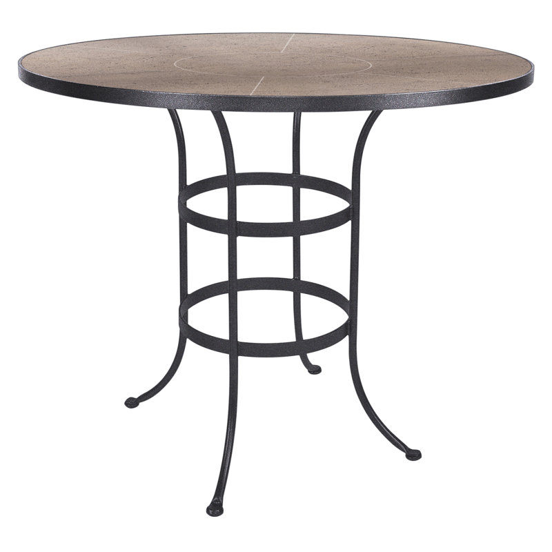 Outdoor Round Counter Table, Pallazo White, Graphite, 42.5" H x 42" W x 42" D 