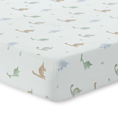 100% Cotton Mini Crib Sheets, Soft & Breathable 1 Pack | Fitted for Mini Cribs, Pack and Play Sheets, 24x38" | Dino