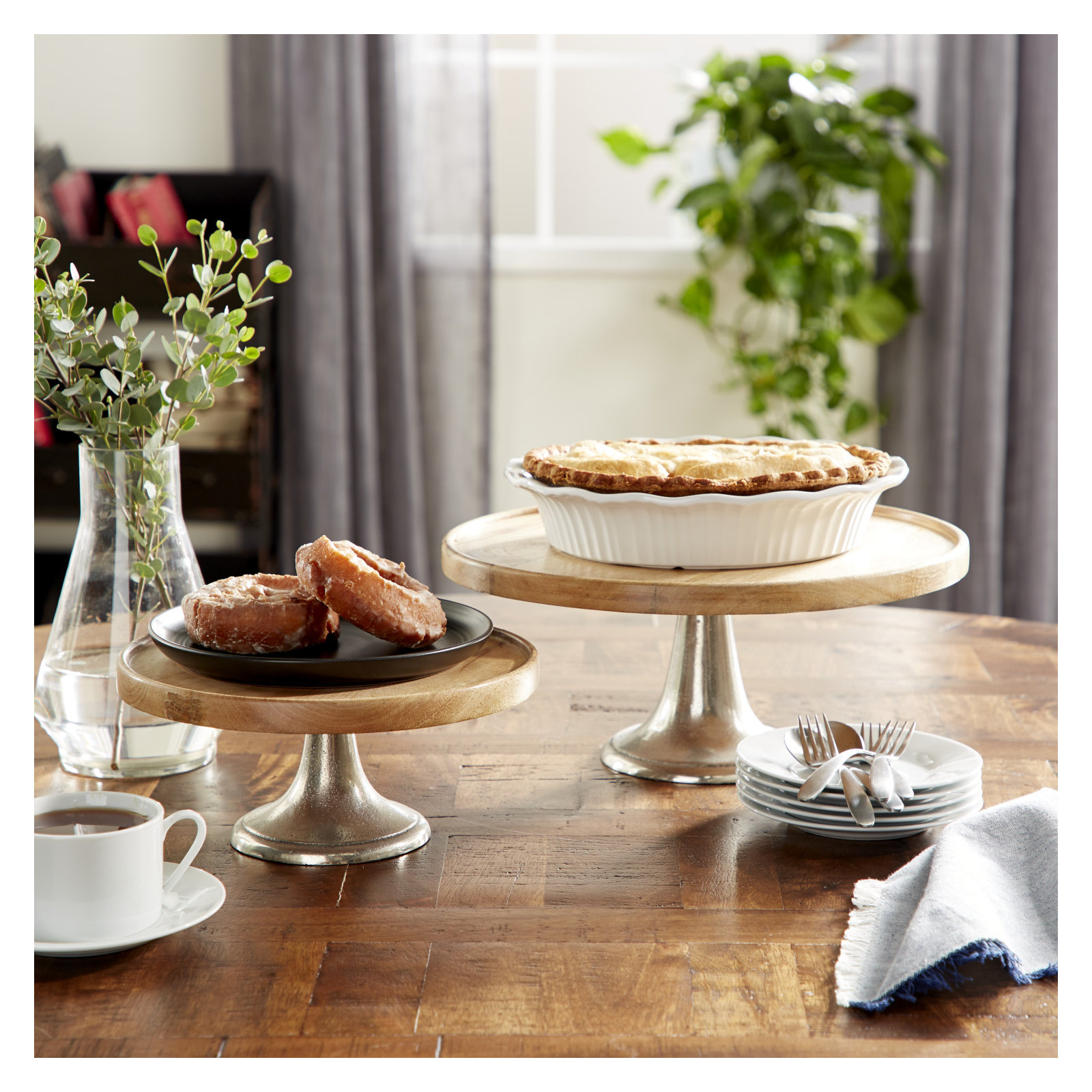 Burrowes 3 Piece Cake Stand Set, Brown