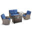 Ensemble de causeuse 5 pièces avec chaises pivotantes et table de foyer d'extérieur-1969391436