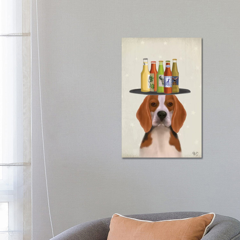 Beagle Beer Lover by Fab Funky - Wrapped Canvas Print, 66.04 cm H x 45.72 cm W x 1.91 cm D