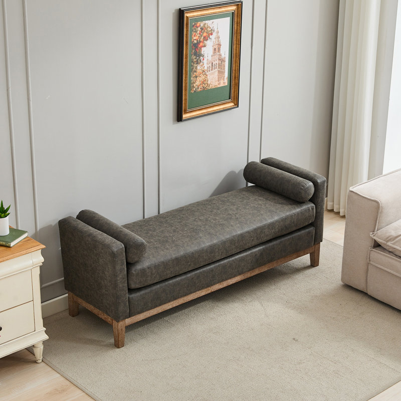 Banc de lit tapissier l 66,34 po, Grey