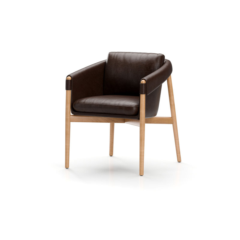 Frank Leather Arm Chair, Natural Oak, Milano Brown 0972