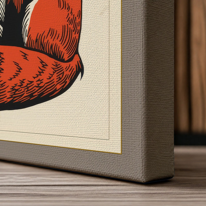 Fox in Circle Modern - Wrapped Canvas, 36x24 - 91.4 x 61.0 cm, Taupe Border