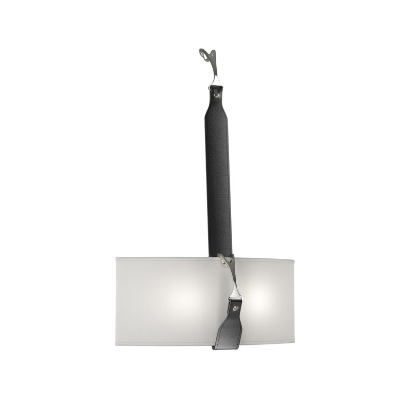 Applique murale 2 lumières Saratoga, Anna ton naturel, Nickel poli, Noir