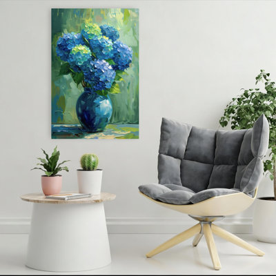 Teal Blue Hydrangea Abstract Bold Contemporary Hydrangea Nature Summer Wall Art