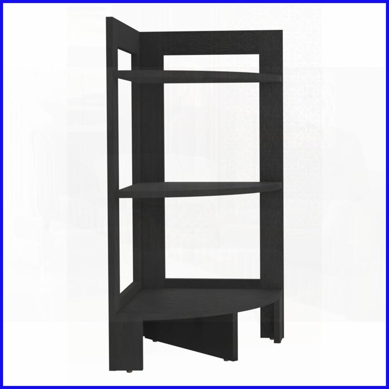 Table basse d'angle compacte à 3 niveaux avec plateau - polyvalente pour les petits espaces, durable, Noir, Noir