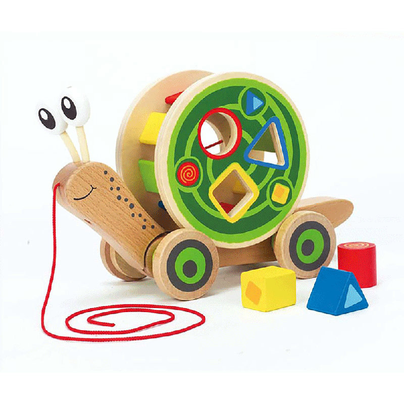 Walk a Long Snail Toddler Development Wooden Push and Pull Drag Kid Toy