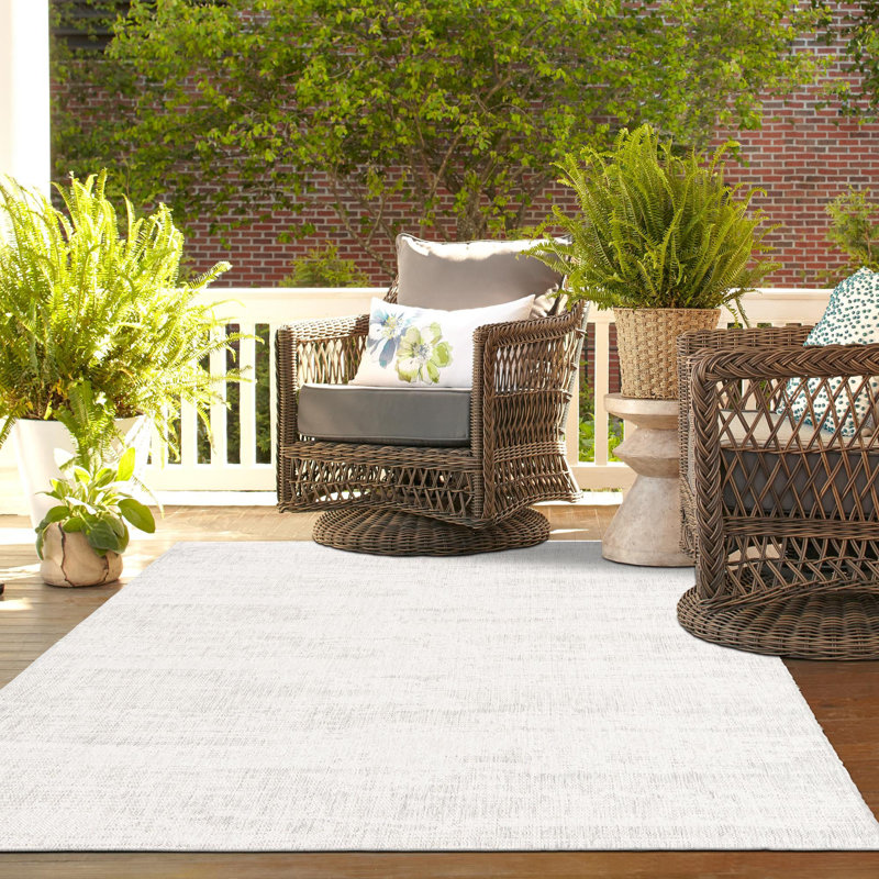 Bruss Gray Indoor/Outdoor Modern Rug, Rectangle 5'3" x 8'