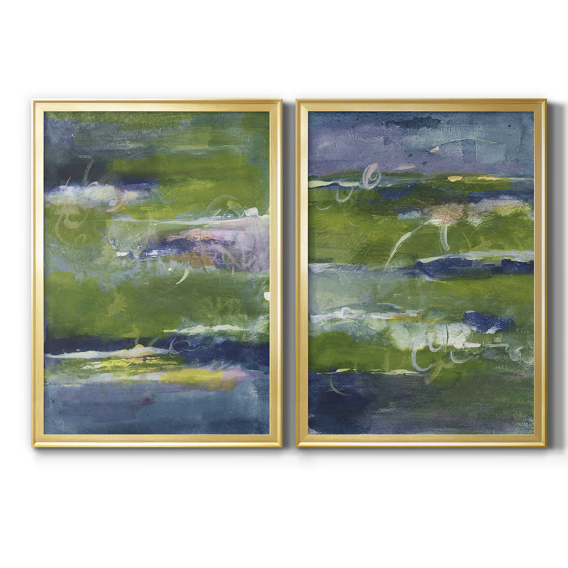 Bales of Color I - ensemble de 2 peintures sur toile encadrées, H 24,5 po x l 18,5 po x P 1 po, Or