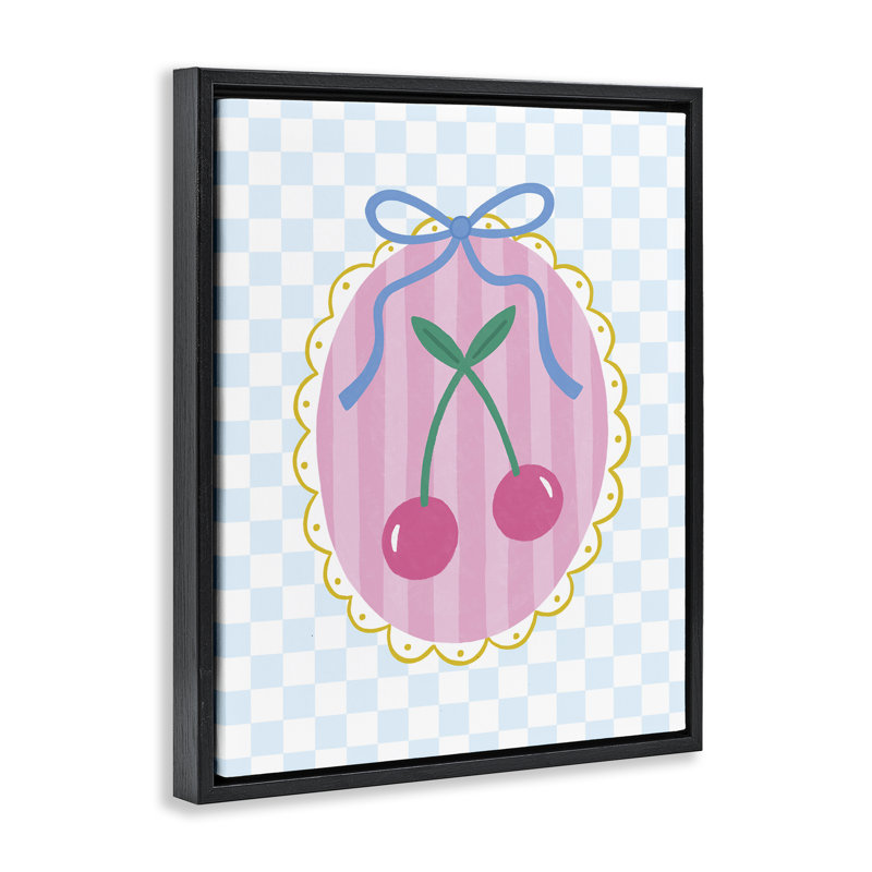  "Sweet Cherries" sur toile à carreaux par Nina Seven, H 31 po x l 25 po, Cadre flottant noir de jais