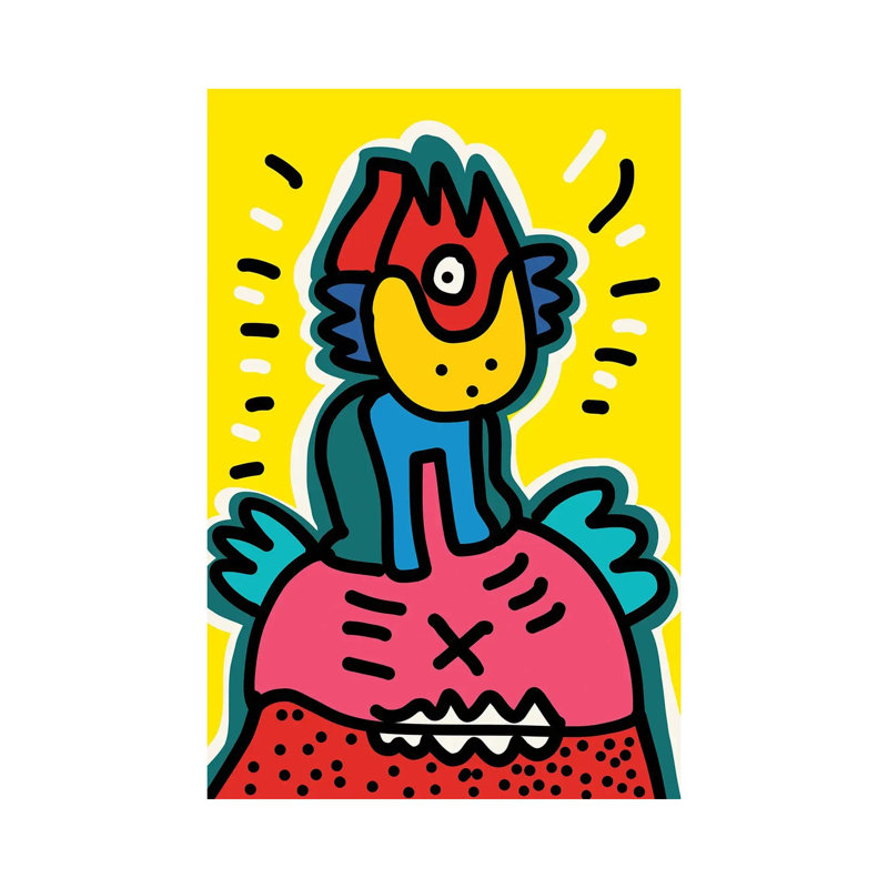 Pink Monster And His Friend by Emmanuel Signorino - Wrapped Canvas Gallery-Wrapped Canvas Giclée, 20.32 cm H x 30.48 cm W