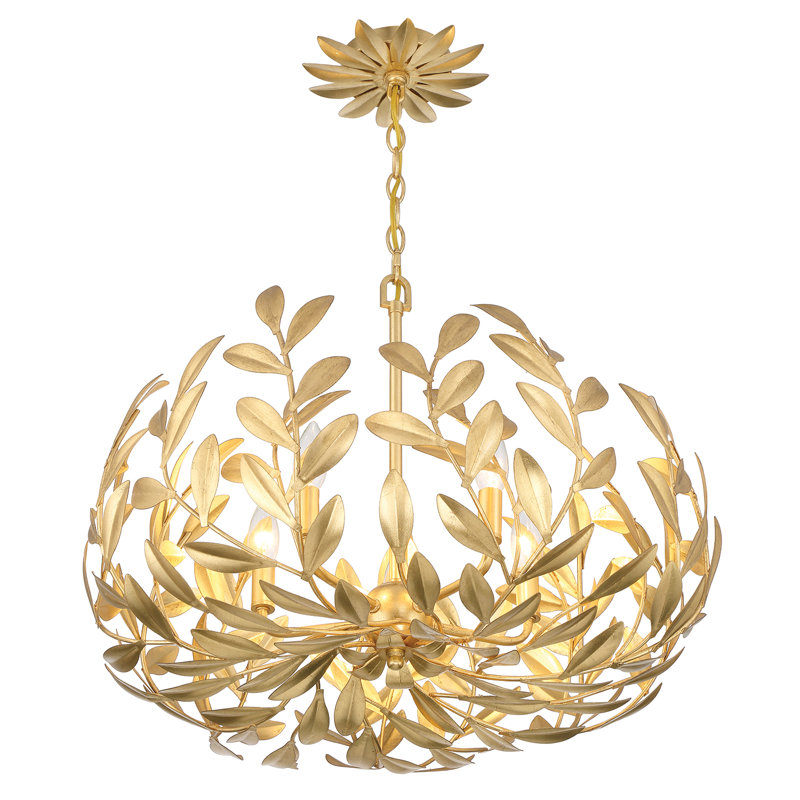 Lustre blanc mat 5 lumières Aumiller, Or antique